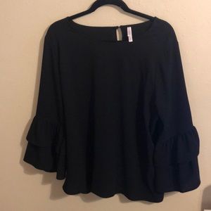 Black long sleeve wide wrist blouse